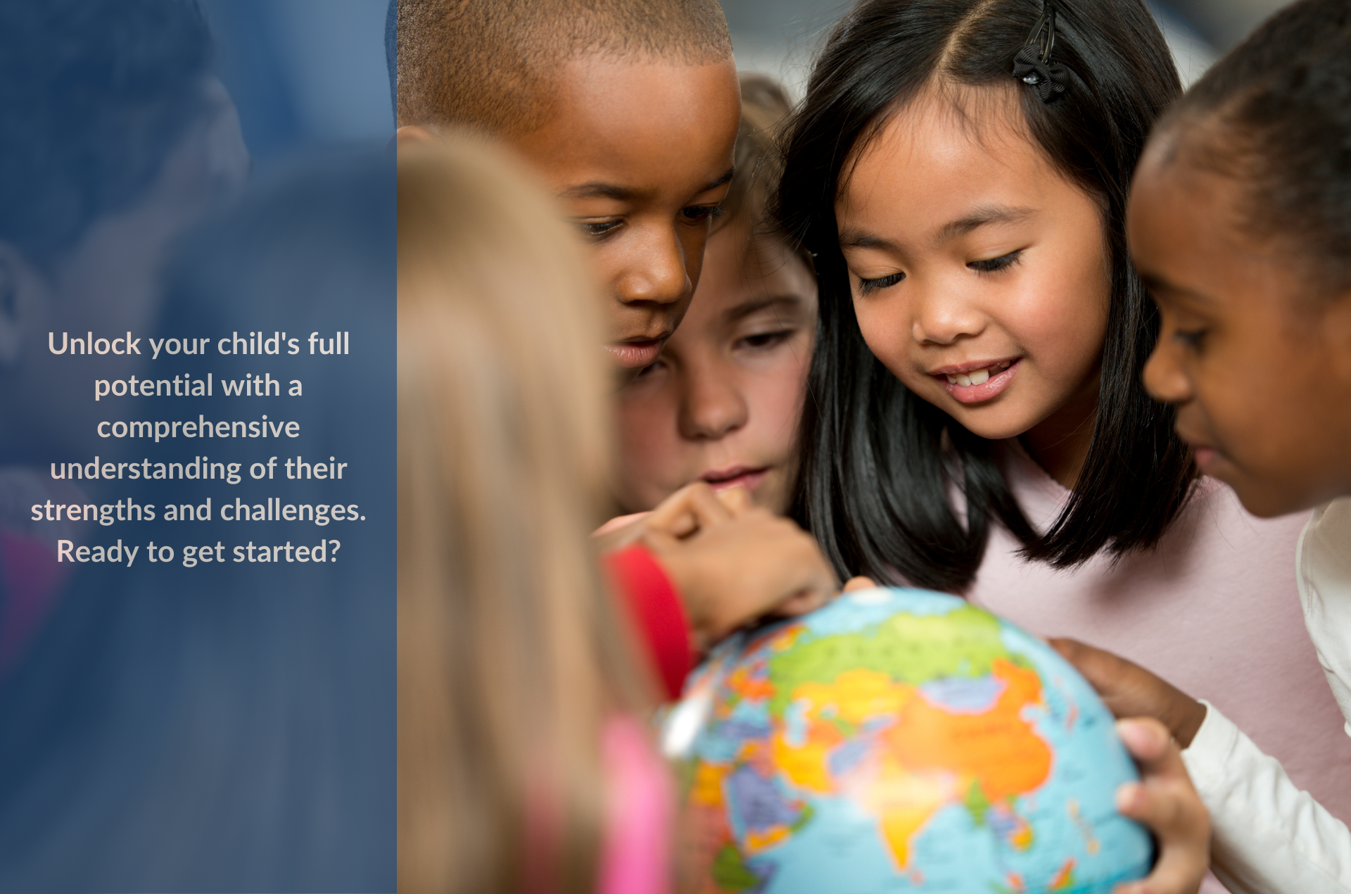 Children looking at globe